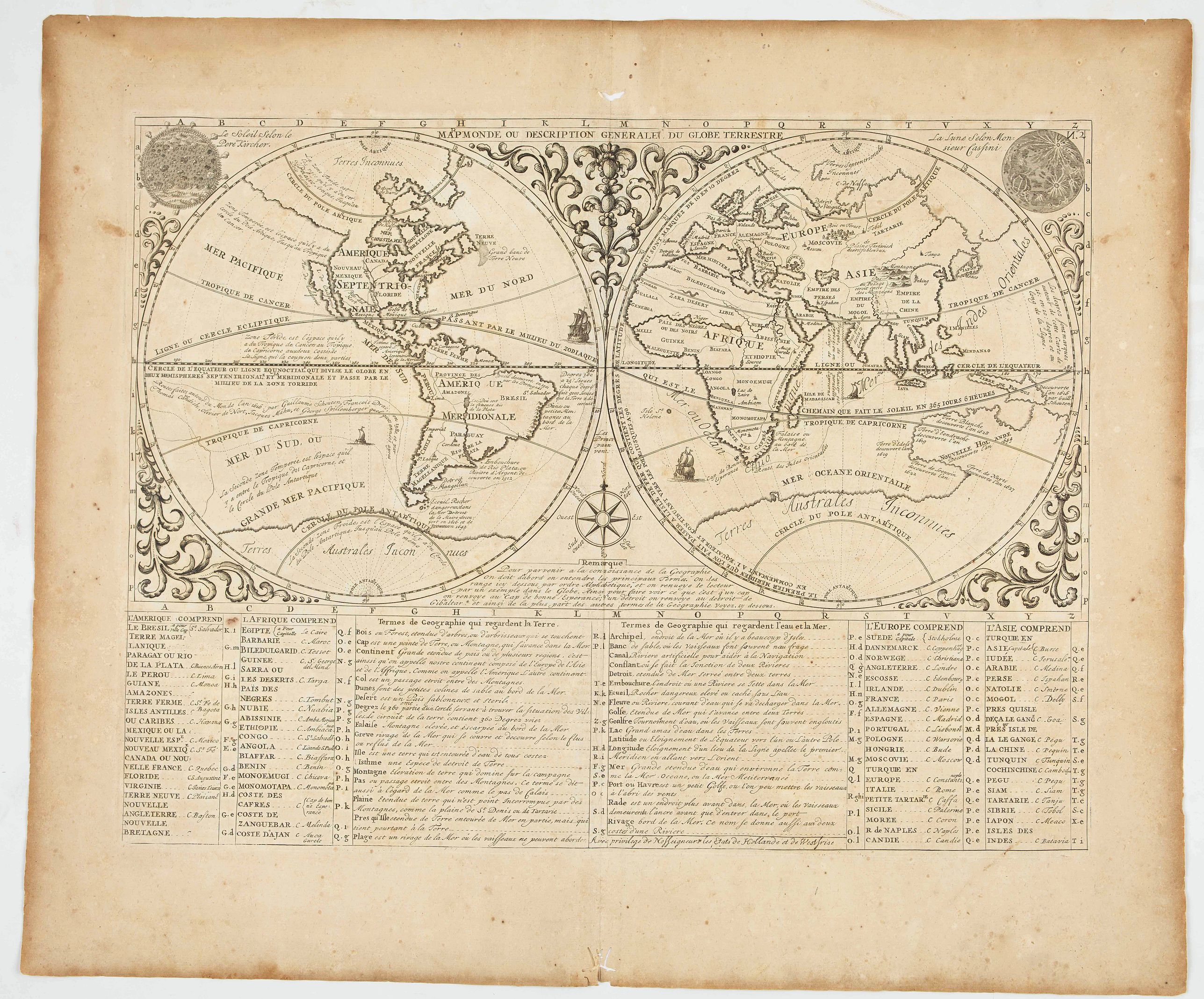 CHATELAIN, H., Mapmonde ou Description Genrale Du Globe Terrestre., antique map, old maps