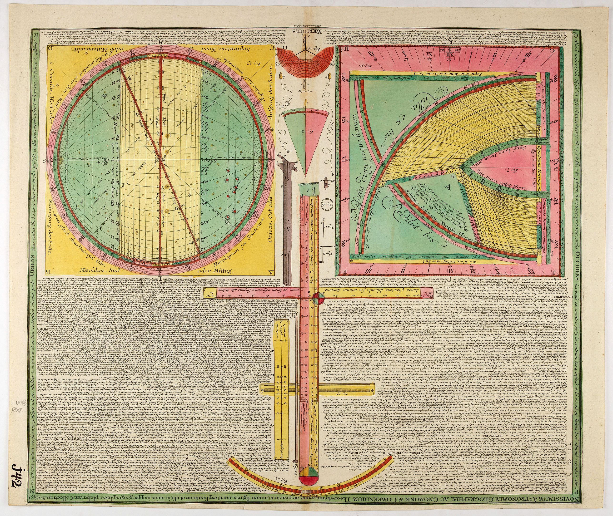 LOTTER, T.C., Novissimum Astronomiae Geographiae, Ac Gnomonicae Compendium Theoreticum aqque ac practieu, unacu figuris, earu explicatione et usu, in unius mappae geographicae philyram Collectum A°. 1749., antique map, old maps