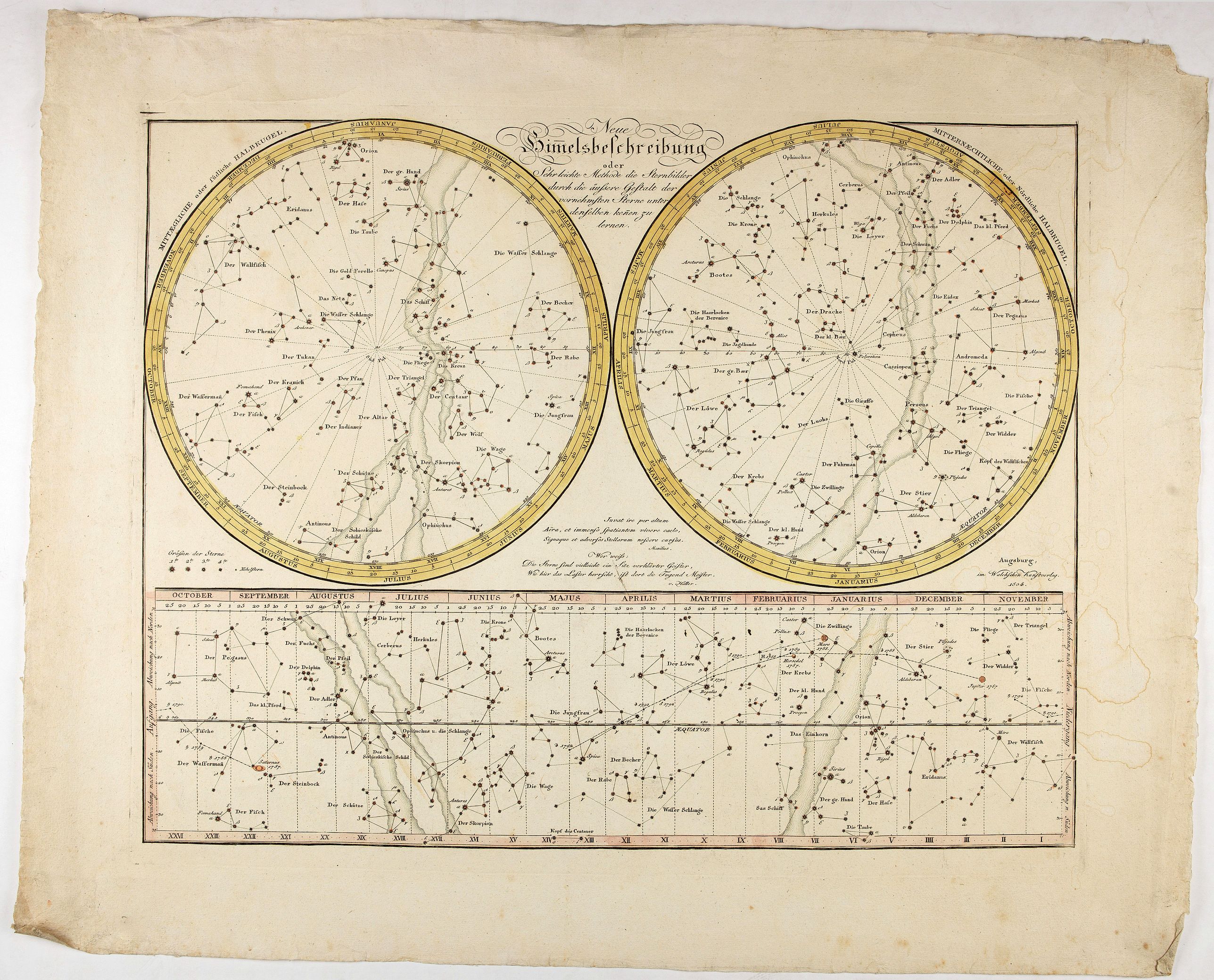 WALCH, J., Neue Himelsbechreibung oder Sehrleichte Methode die Sternbilder . . ., antique map, old maps