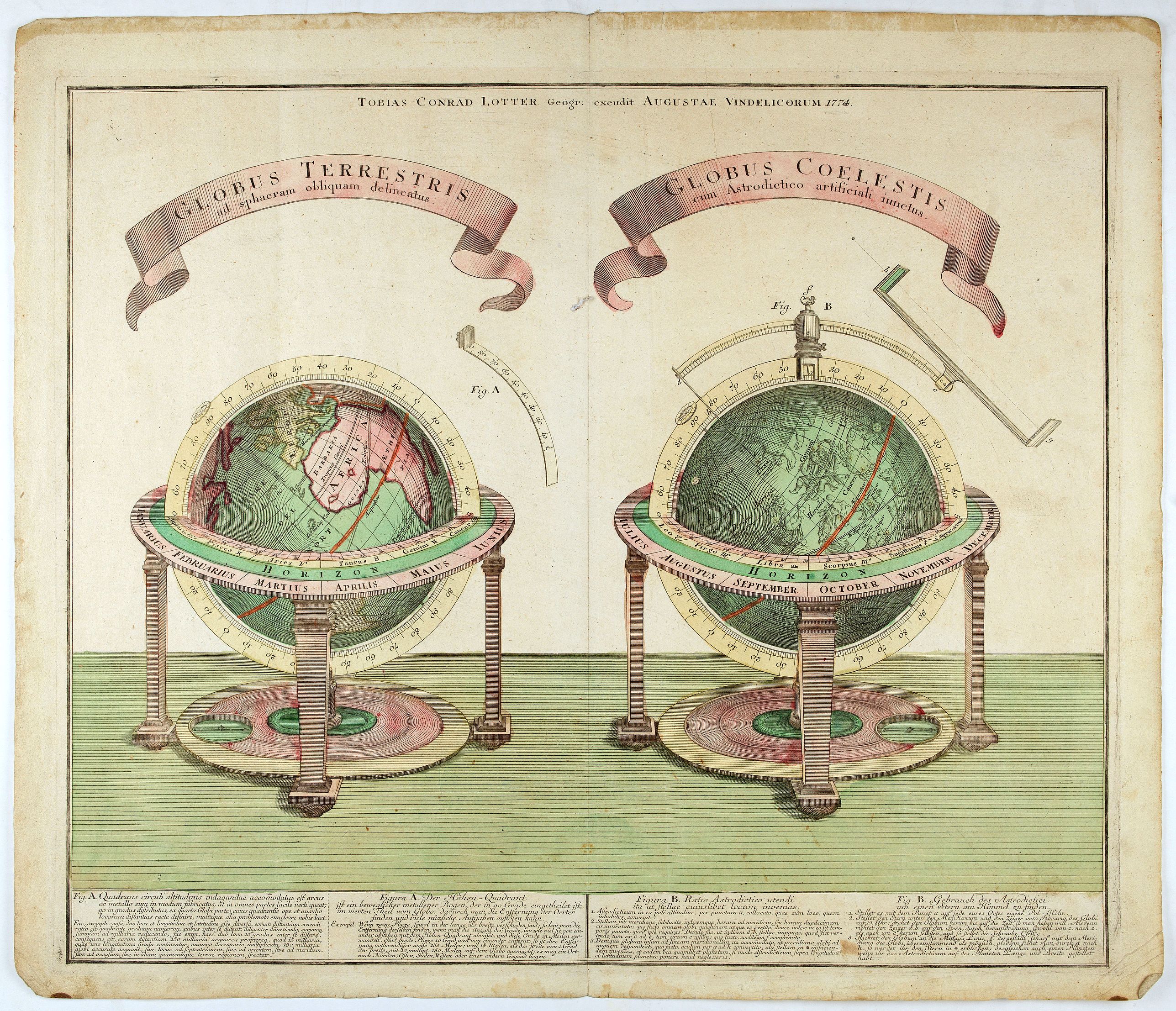 LOTTER, T.C., Globus Terrestris../.. Coeles, antique map, old maps