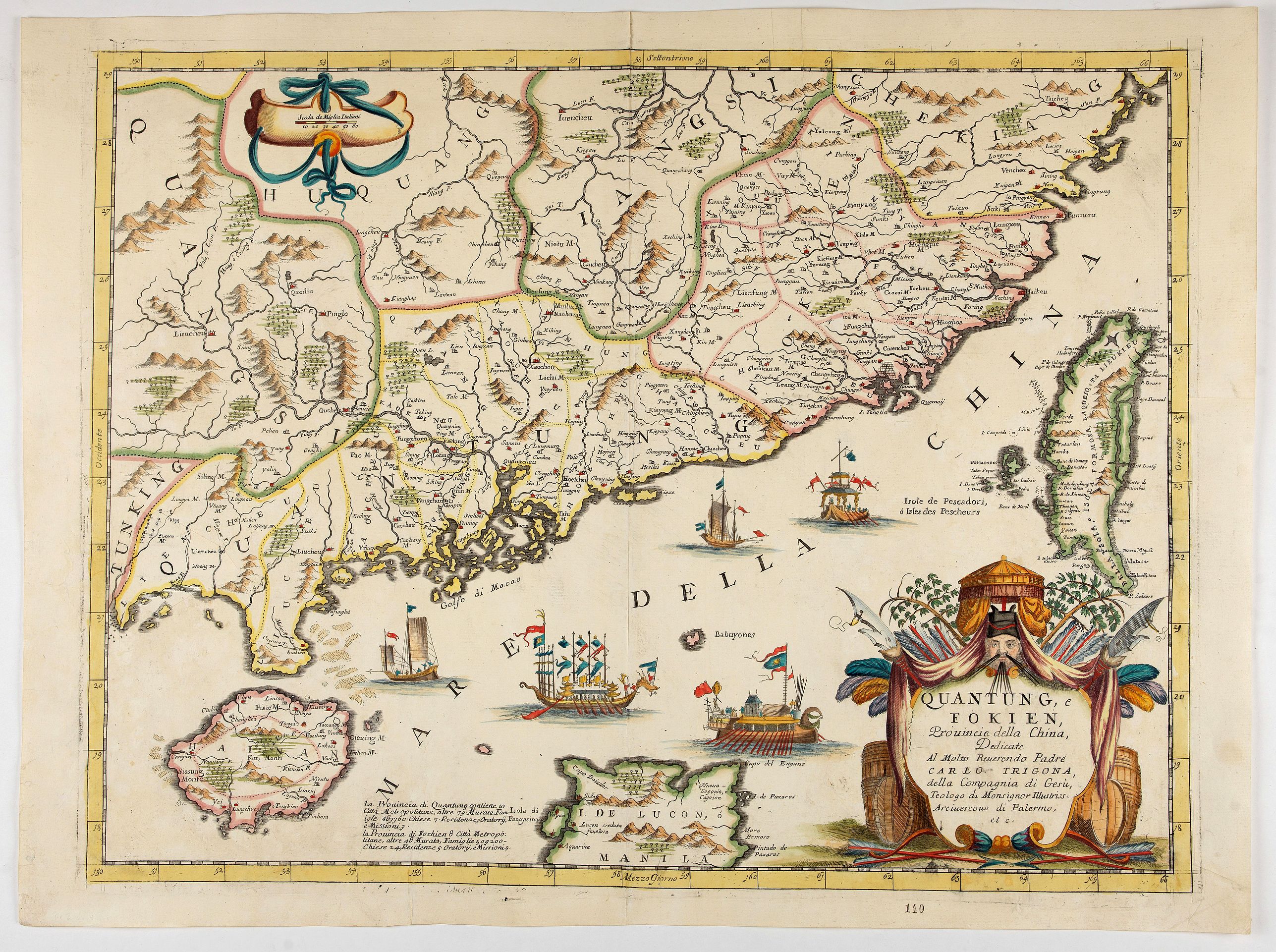 CORONELLI, V.M., Quantung, e Fokien, Provincie della China. . ., antique map, old maps