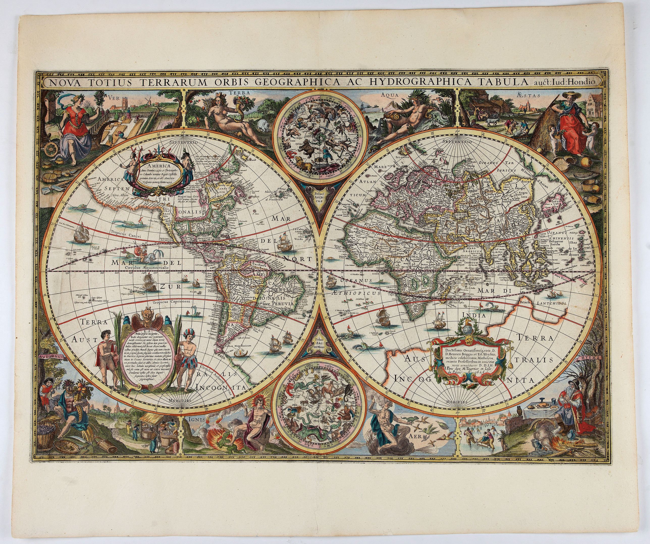 TAVERNIER, M. / HONDIUS, J., Nova Totius Terrarum Orbis Geographica ac Hydrographica Tabula, antique map, old maps