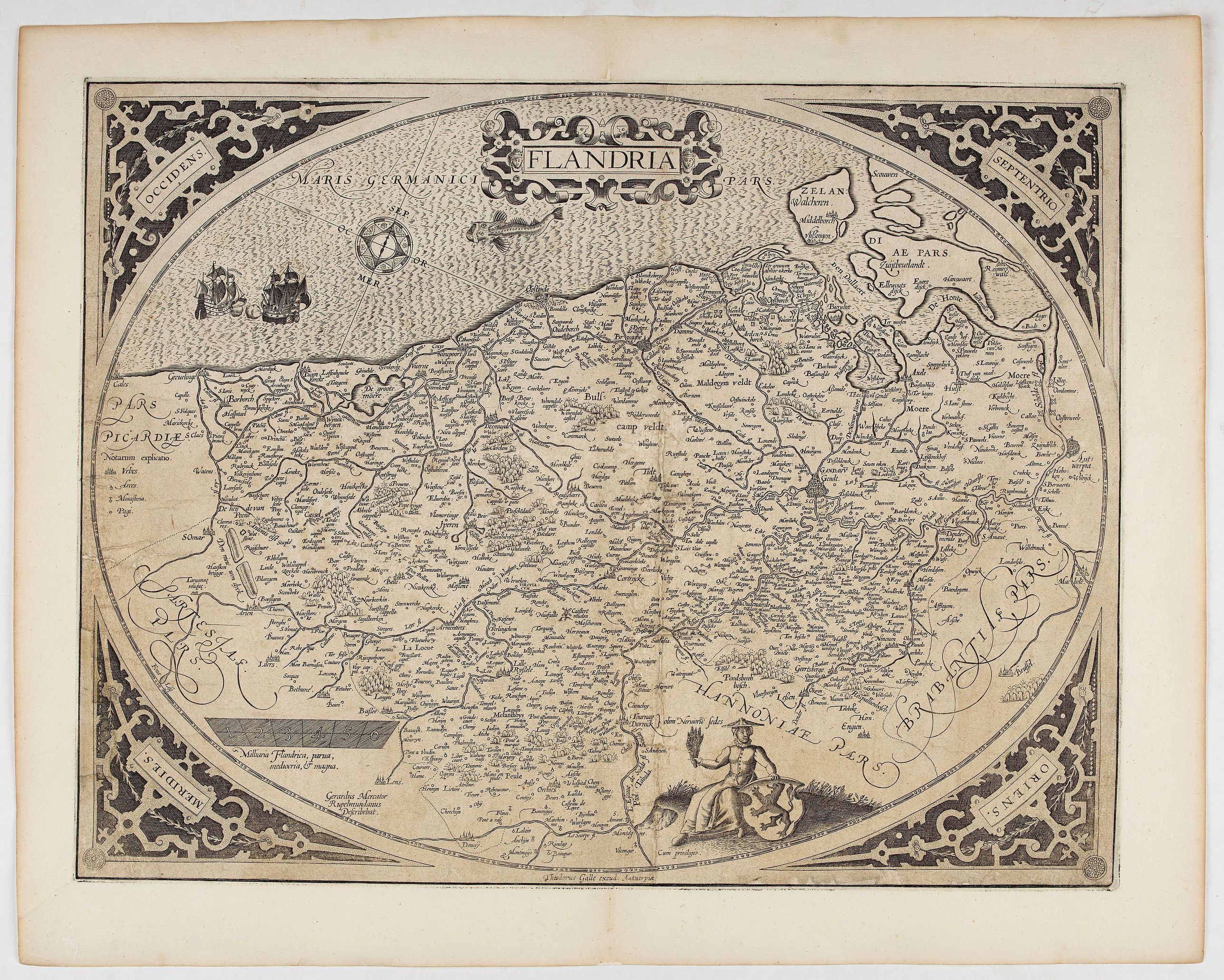 ORTELIUS, A. / GALLE, Th., Flandria., antique map, old maps