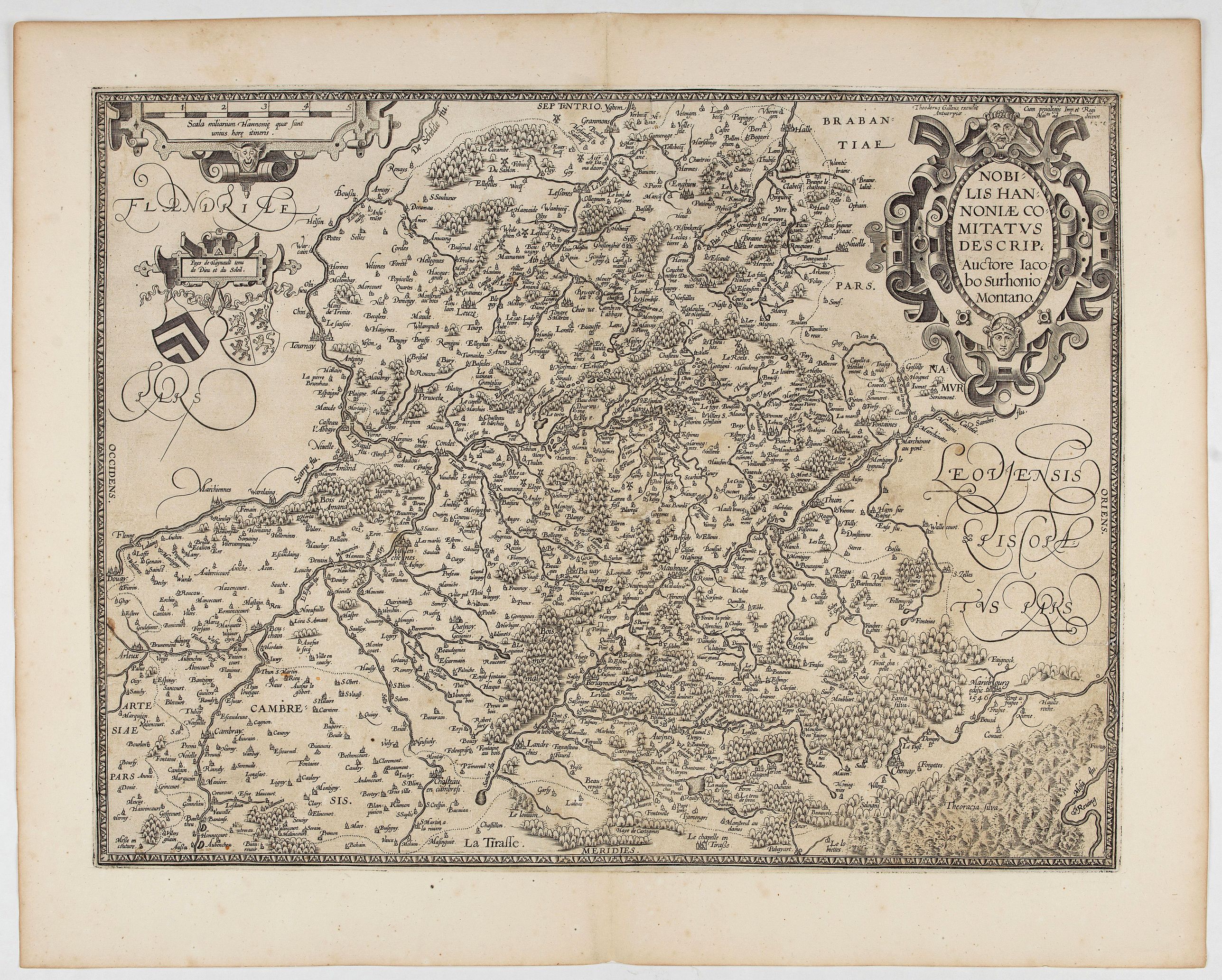 ORTELIUS, A. / GALLE, Th., Nobilis Hannoniae Comitatus Descrip., antique map, old maps