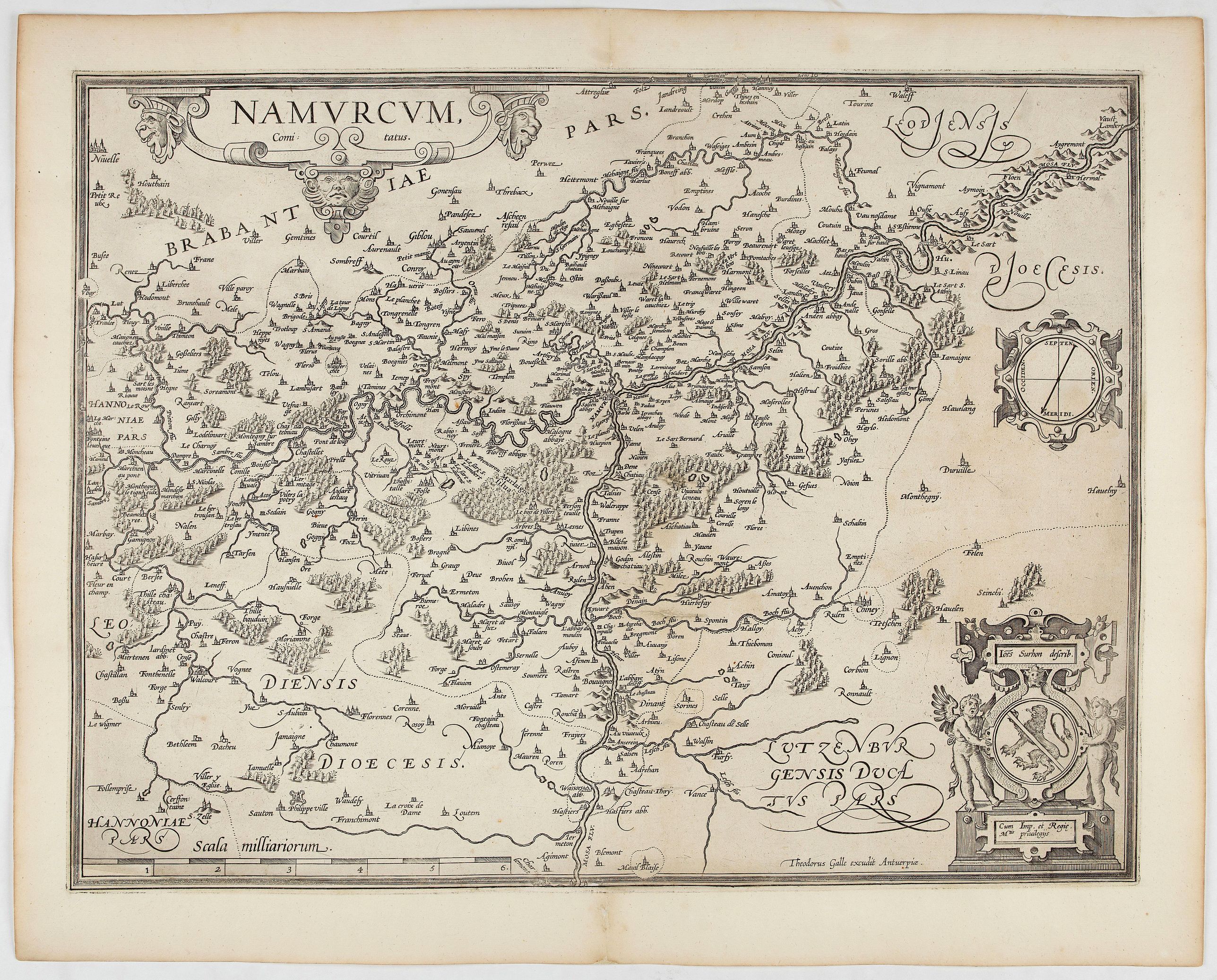ORTELIUS, A. / GALLE, Th., Namurcum Comitatus., antique map, old maps