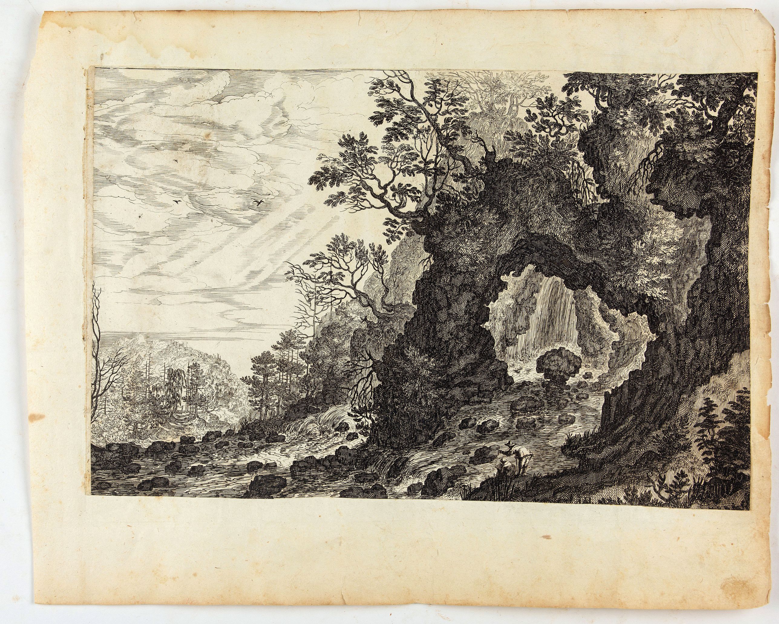 MAIOR, I., Felsenlandschaft mit kleinem Hang und einem Was., antique map, old maps