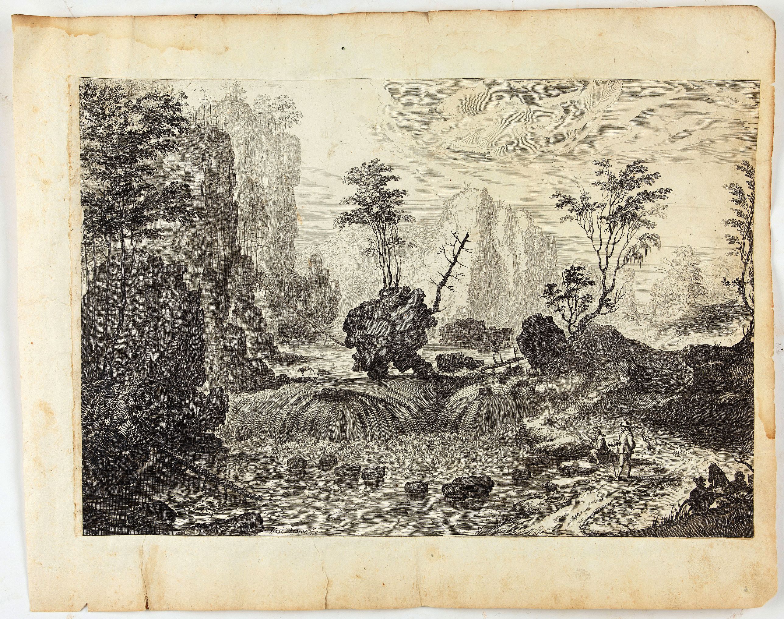 MAIOR, I., Landschaft mit Wasserfall und Schublade., antique map, old maps