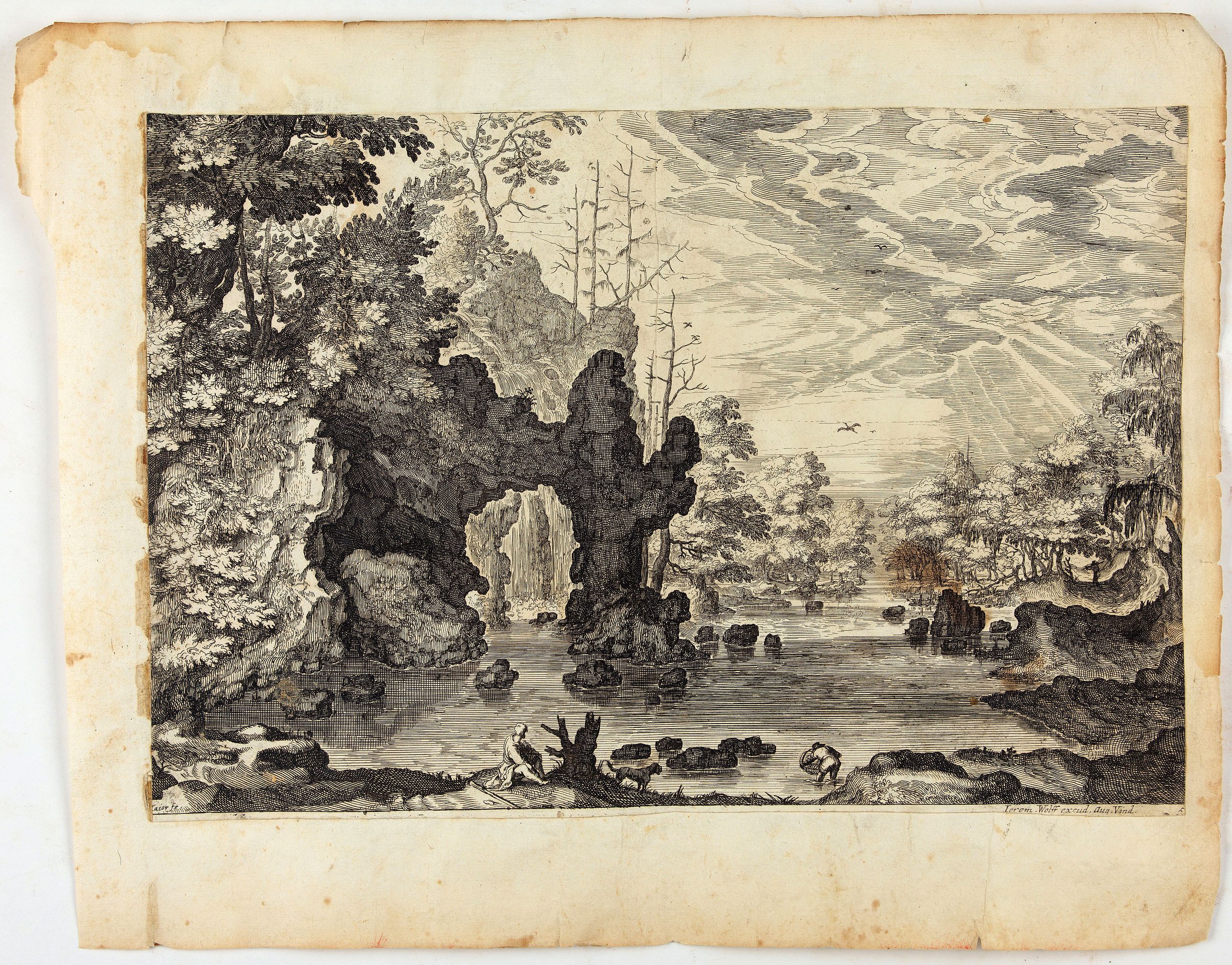 MAIOR, I., Blick auf einen Fluss mit einem natürlichen bogen links., antique map, old maps