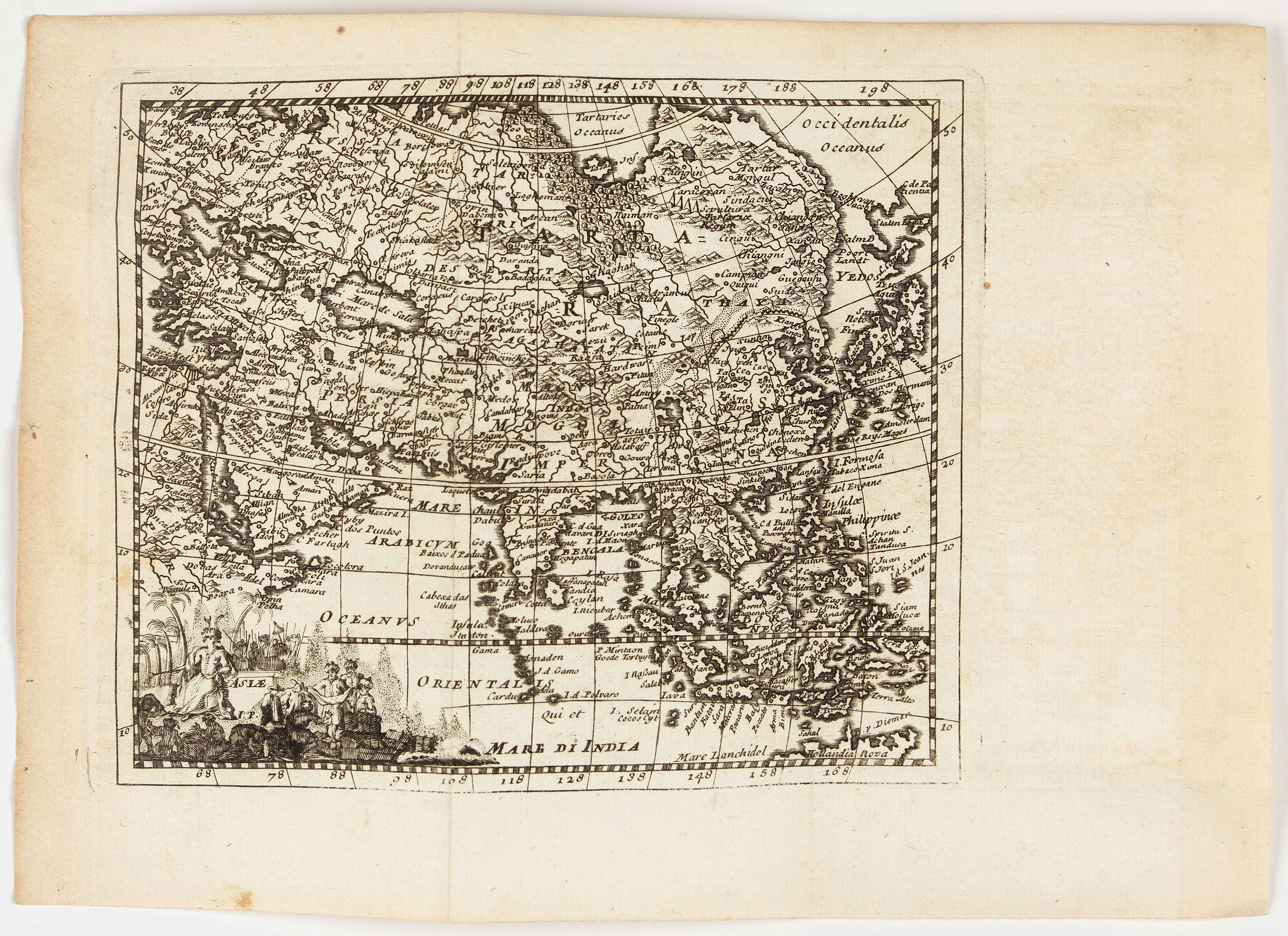 GIUSTINIANI, F., Asiae., antique map, old maps
