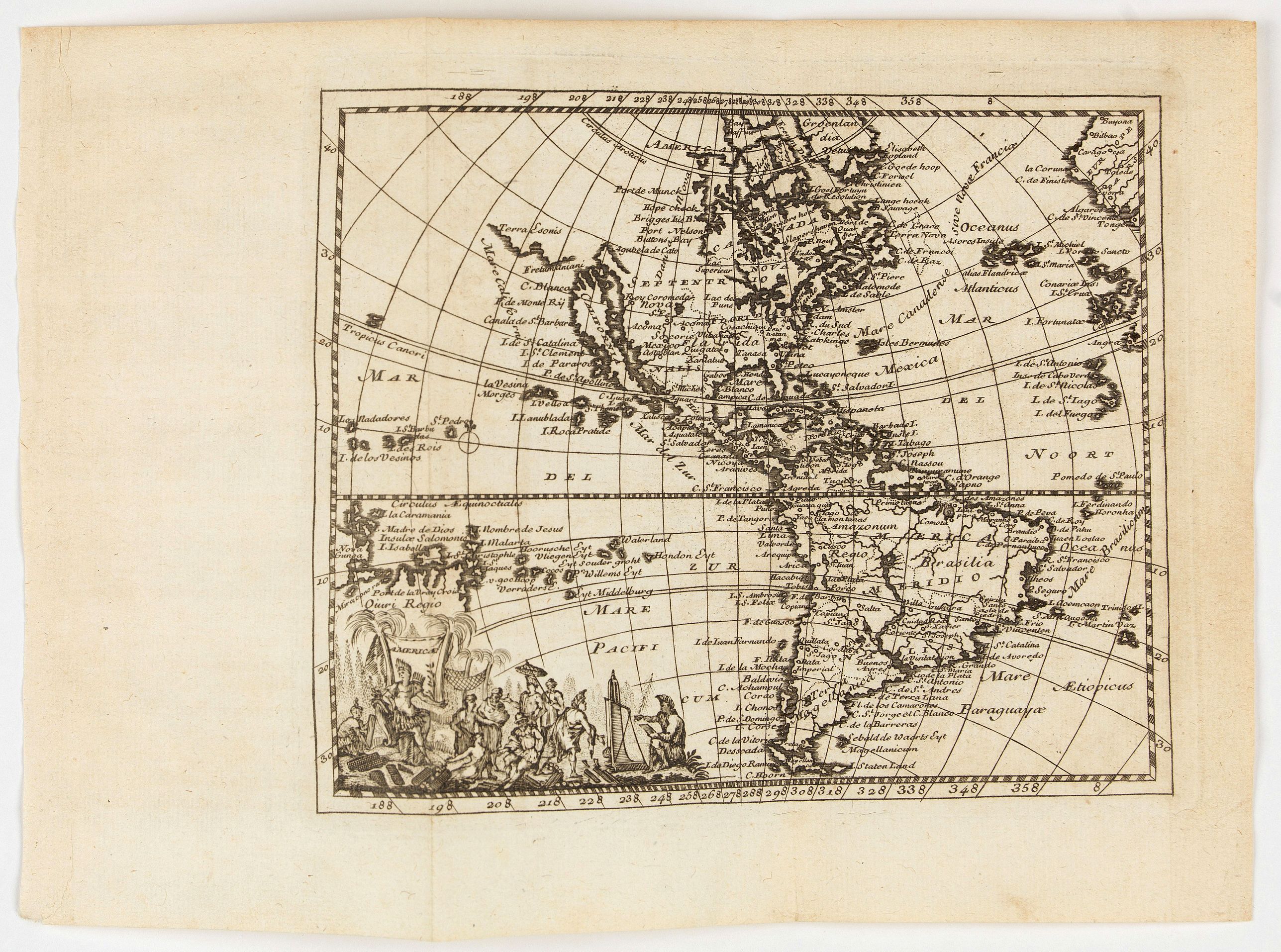 GIUSTINIANI, F., America., antique map, old maps