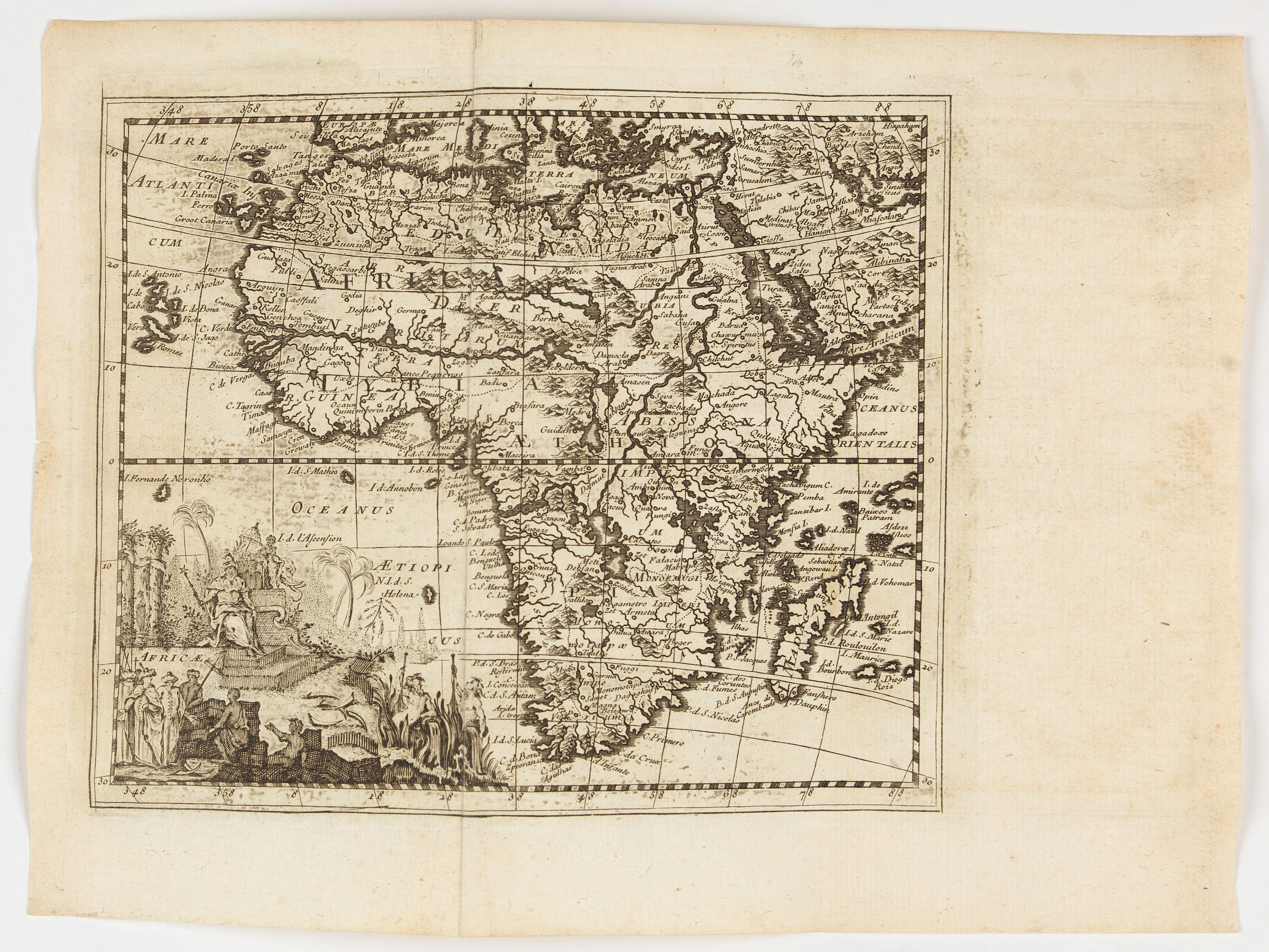 GIUSTINIANI, F., Africae., antique map, old maps