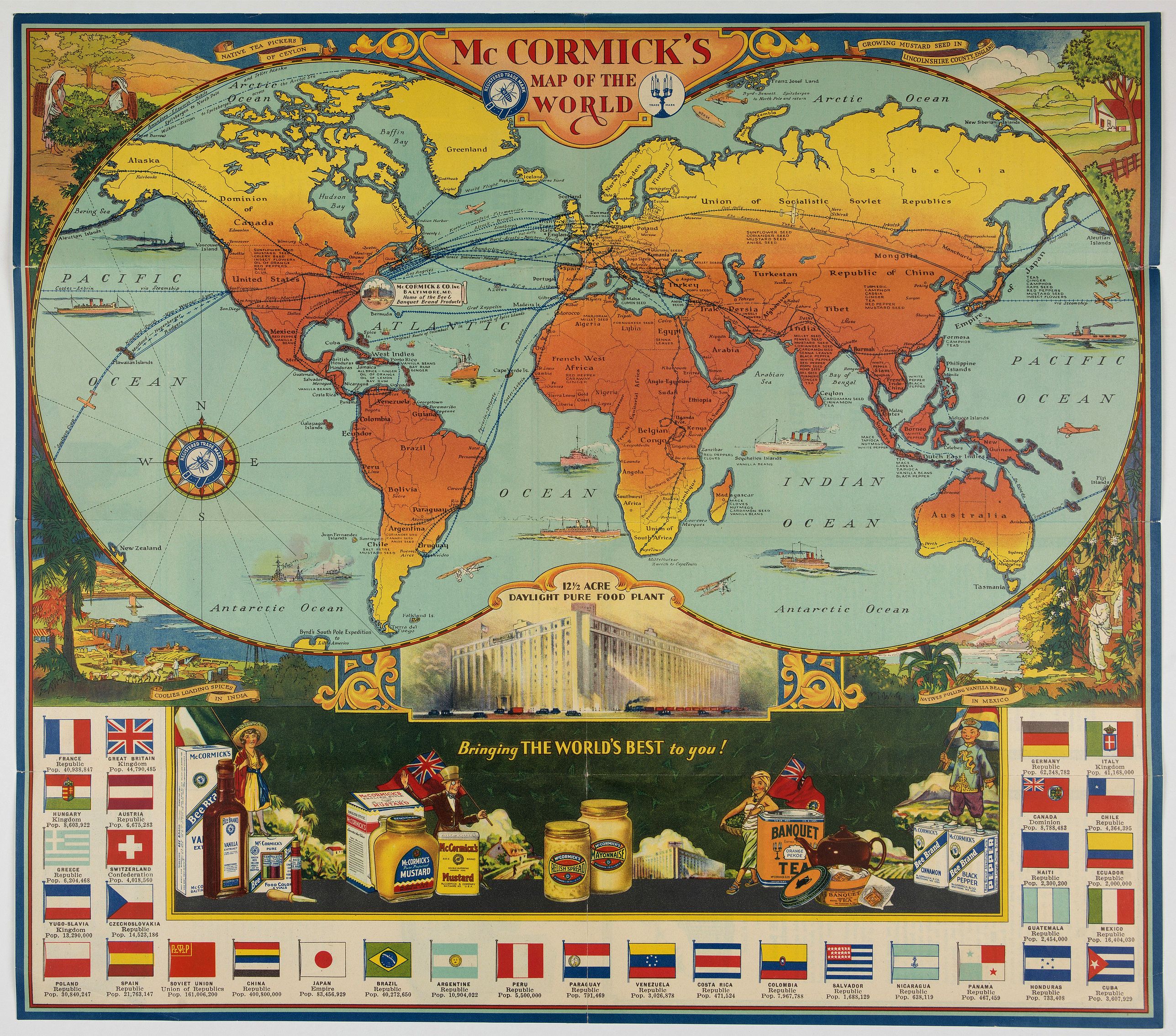 MC CORMICK & CO., McCormick’s Map of the World., antique map, old maps