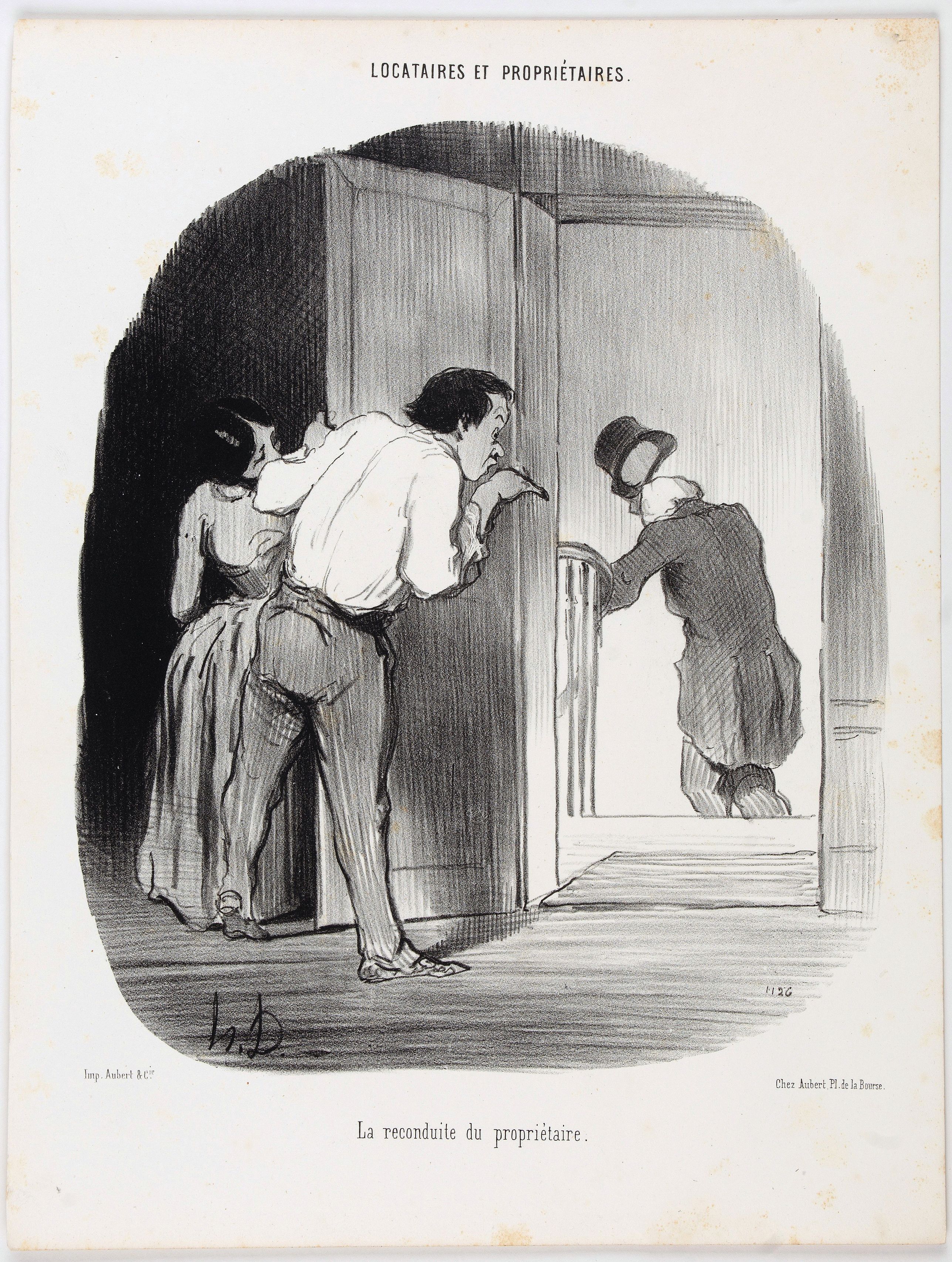 DAUMIER, H., Locataires et Propriétaires. La reconduite du propriétaire. (Pl 27), antique map, old maps