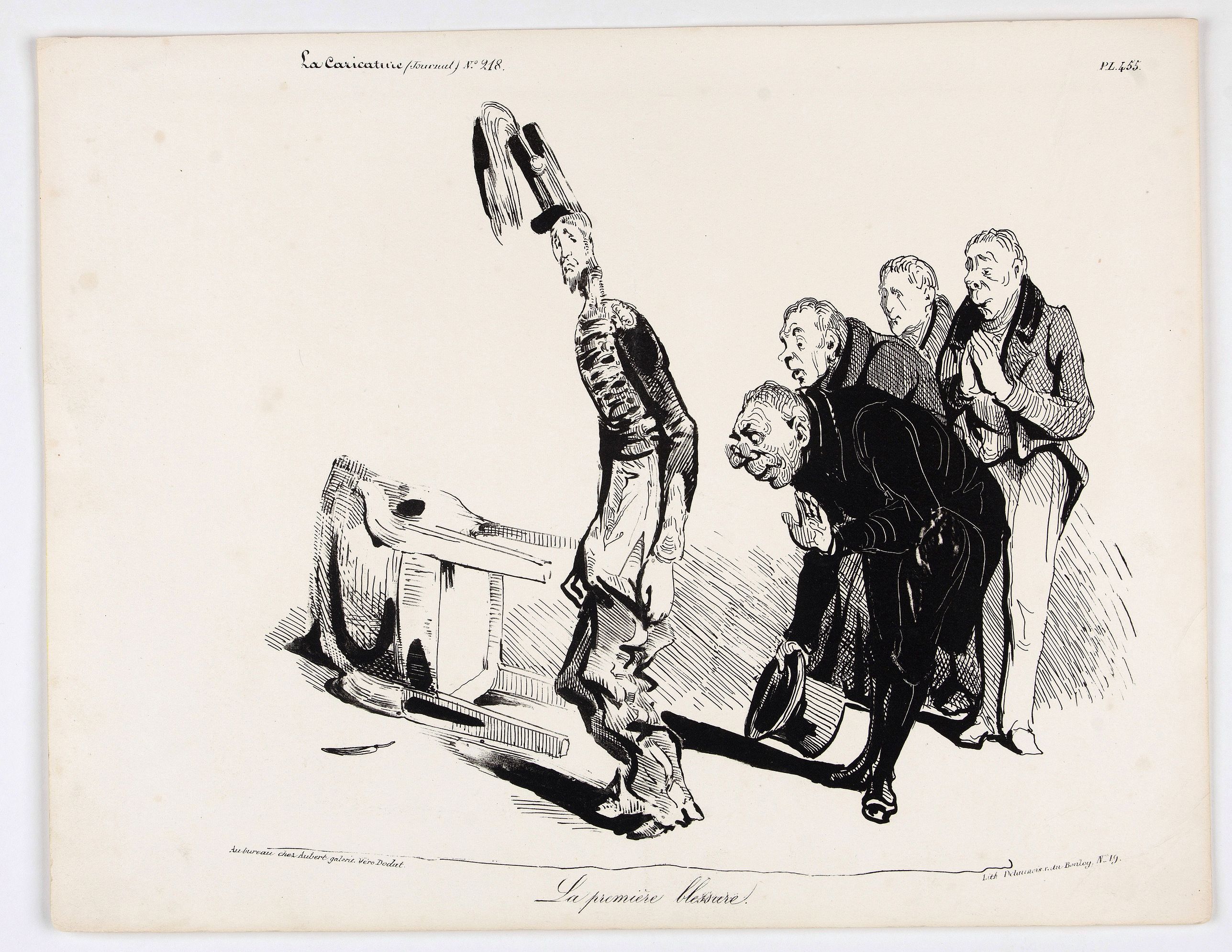 DAUMIER, H., La Caricature. La première blessure. (Pl 455), antique map, old maps