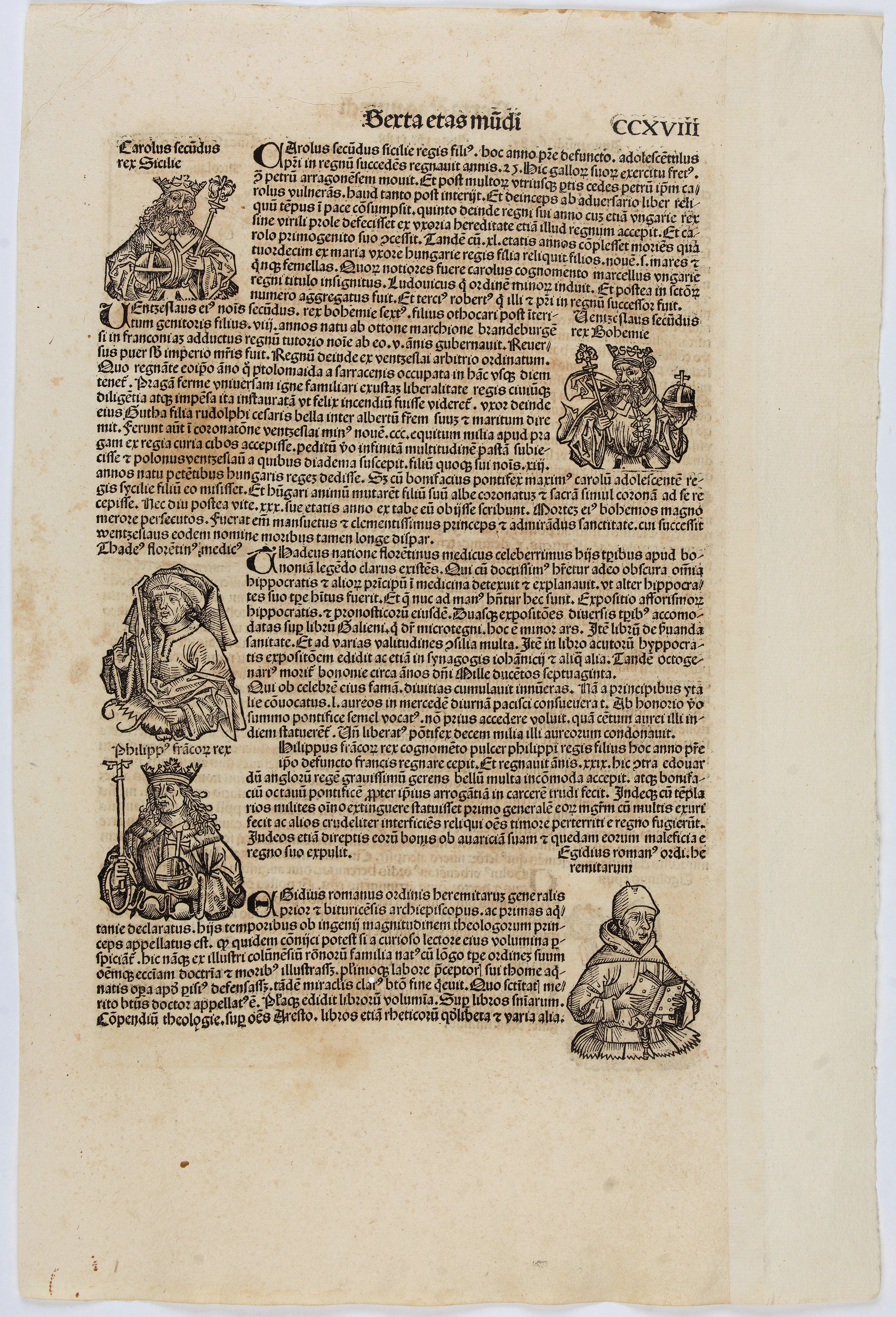 SCHEDEL, H., Sexta etas mudi. CCXVIII., antique map, old maps