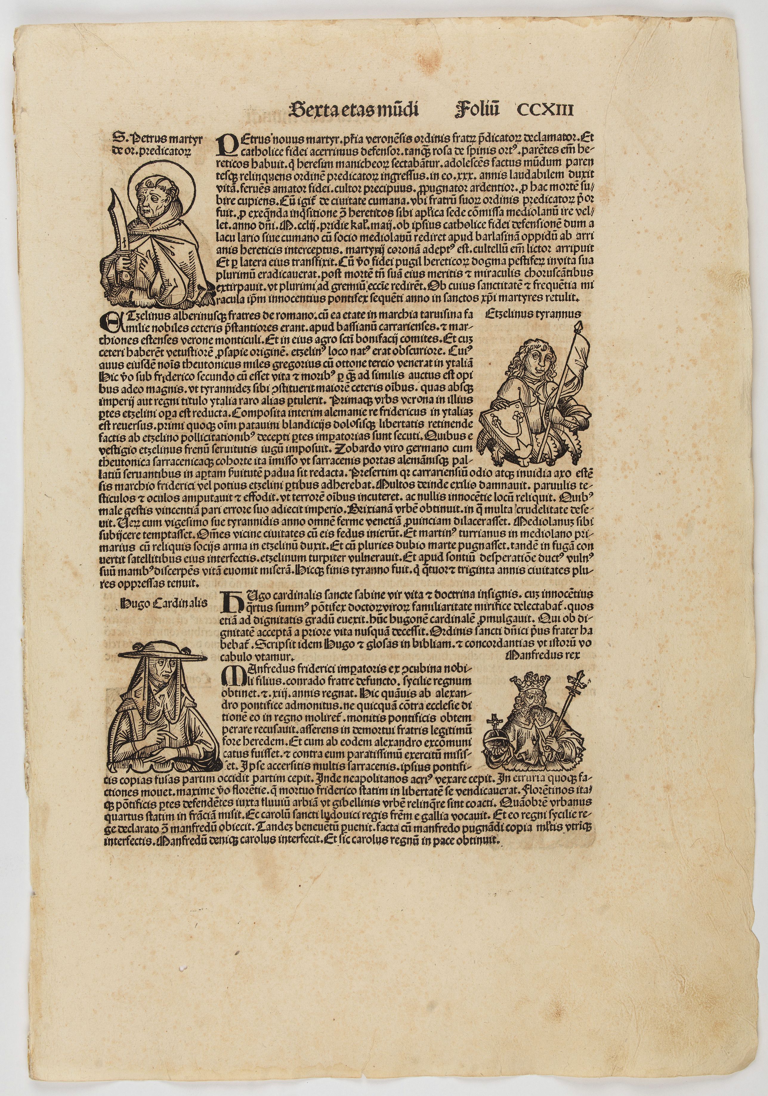 SCHEDEL, H., Sexta etas mudi. CCXIII., antique map, old maps