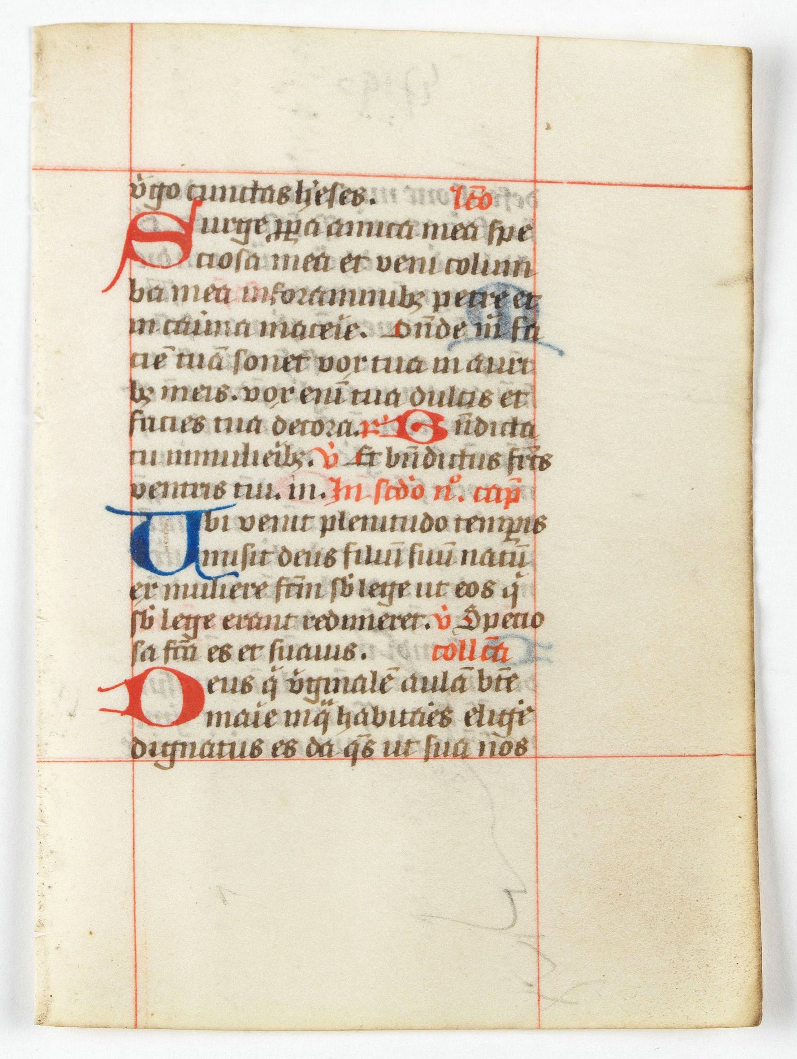 BREVIER, A leaf from a breviary., antique map, old maps