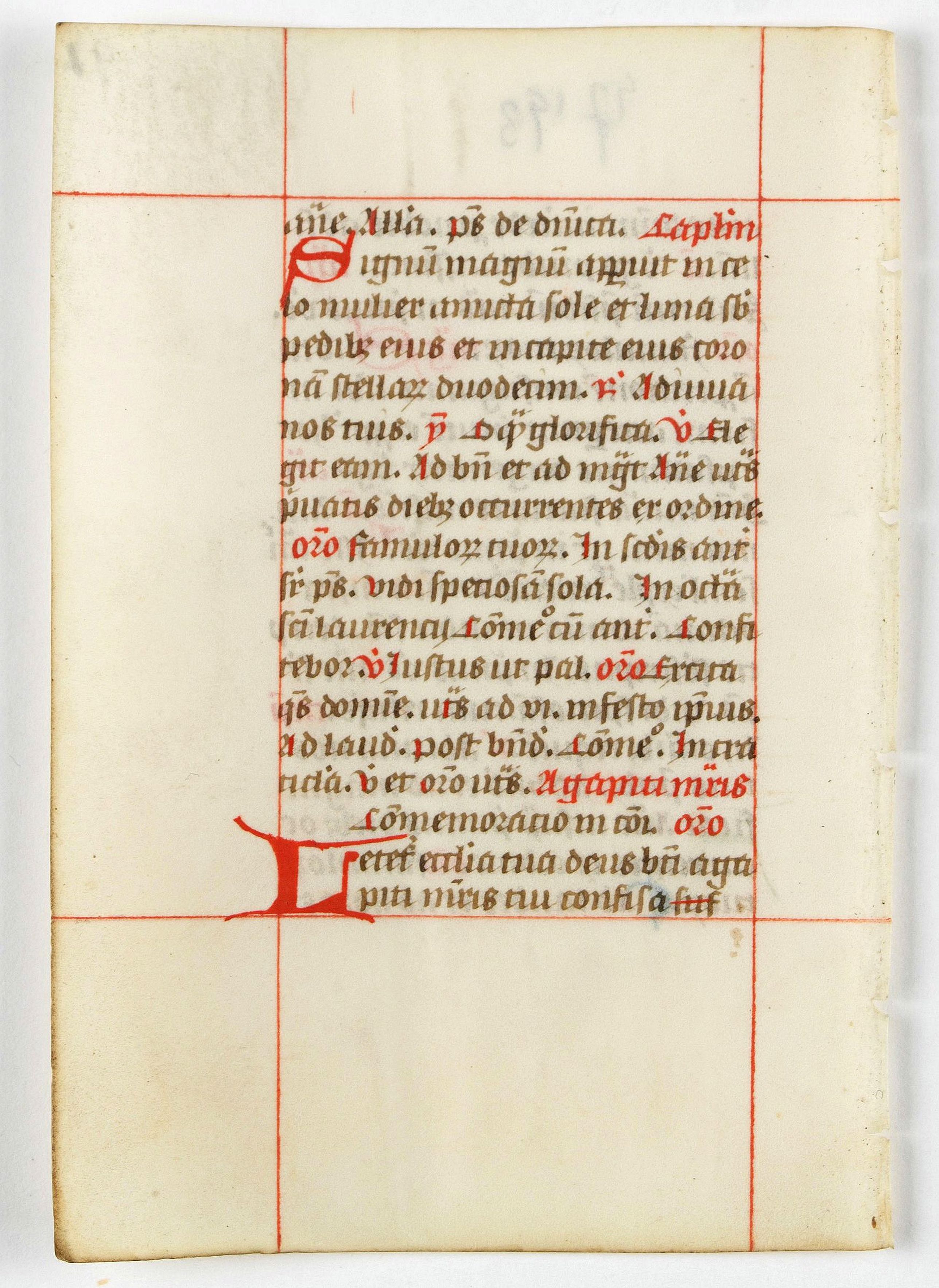 BREVIER, A leaf from a breviary., antique map, old maps