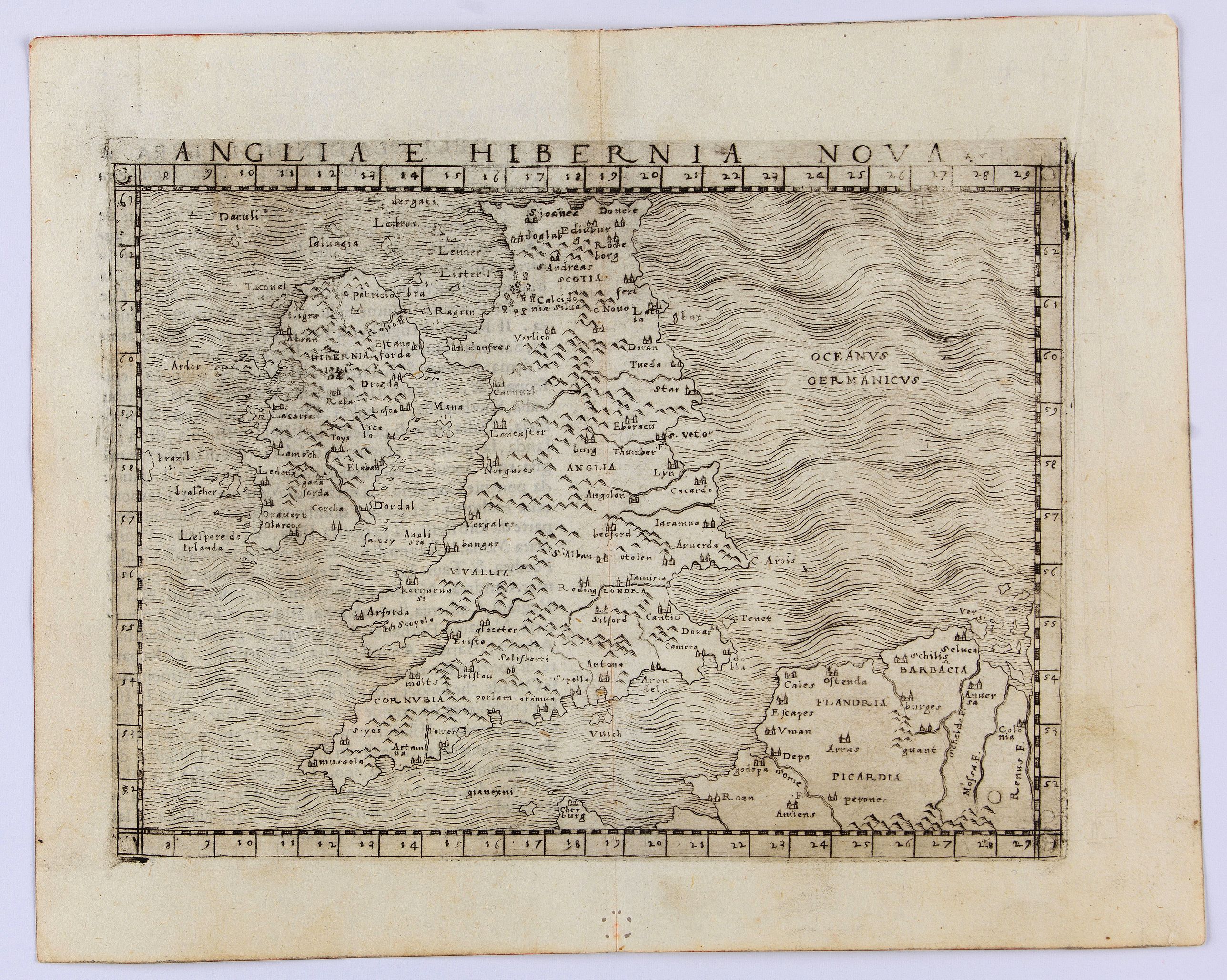 GASTALDI, G., Anglia e Hibernia Nova, antique map, old maps