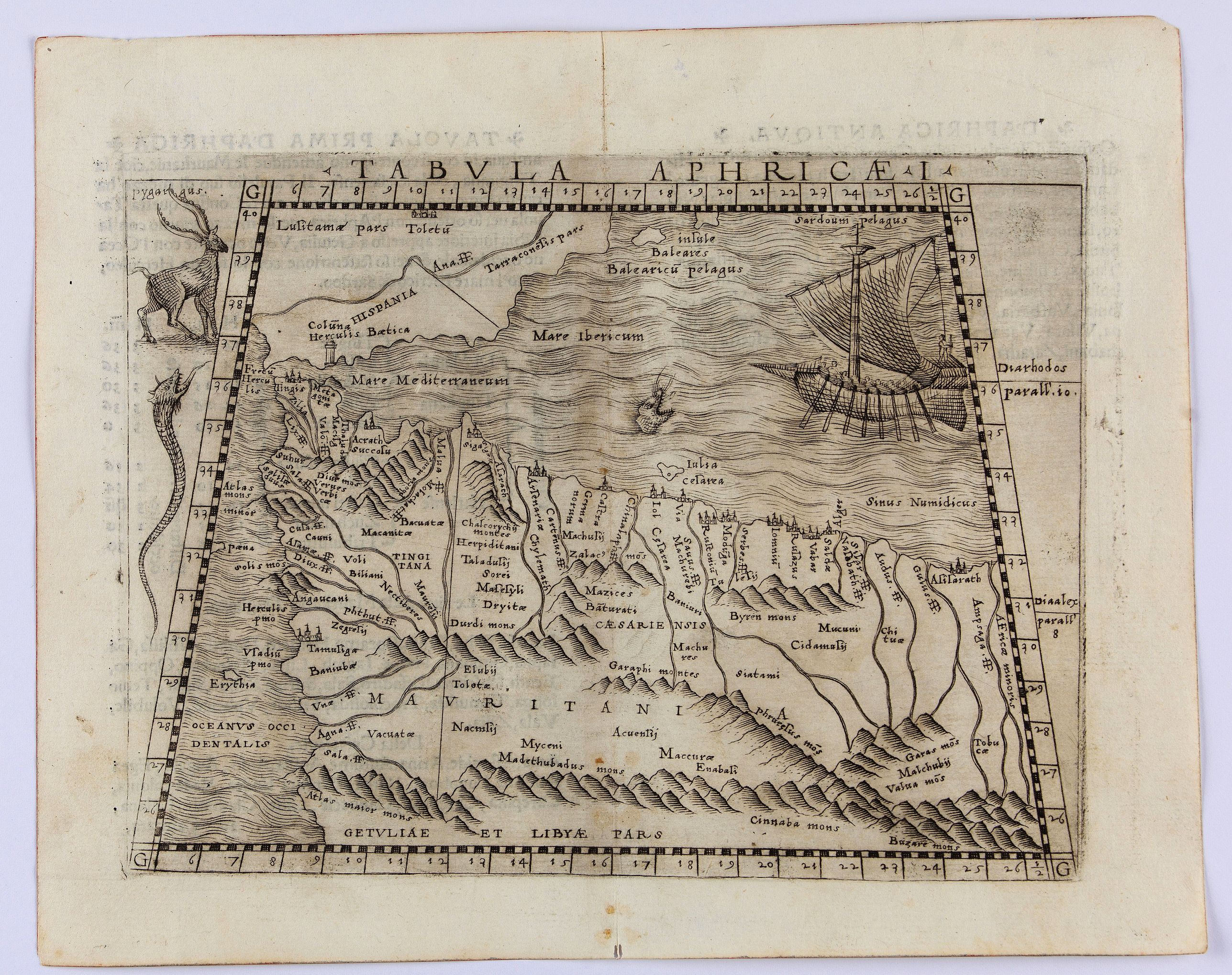 GASTALDI, G., Tabula Aphricae I. (Morocco & Southeast Spain), antique map, old maps