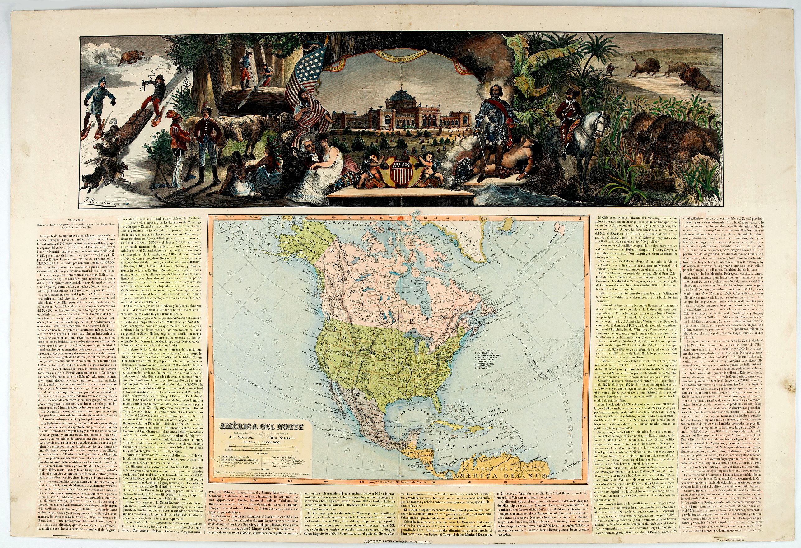 ASTORT HERMANOS EDITORES, América del Norte., antique map, old maps