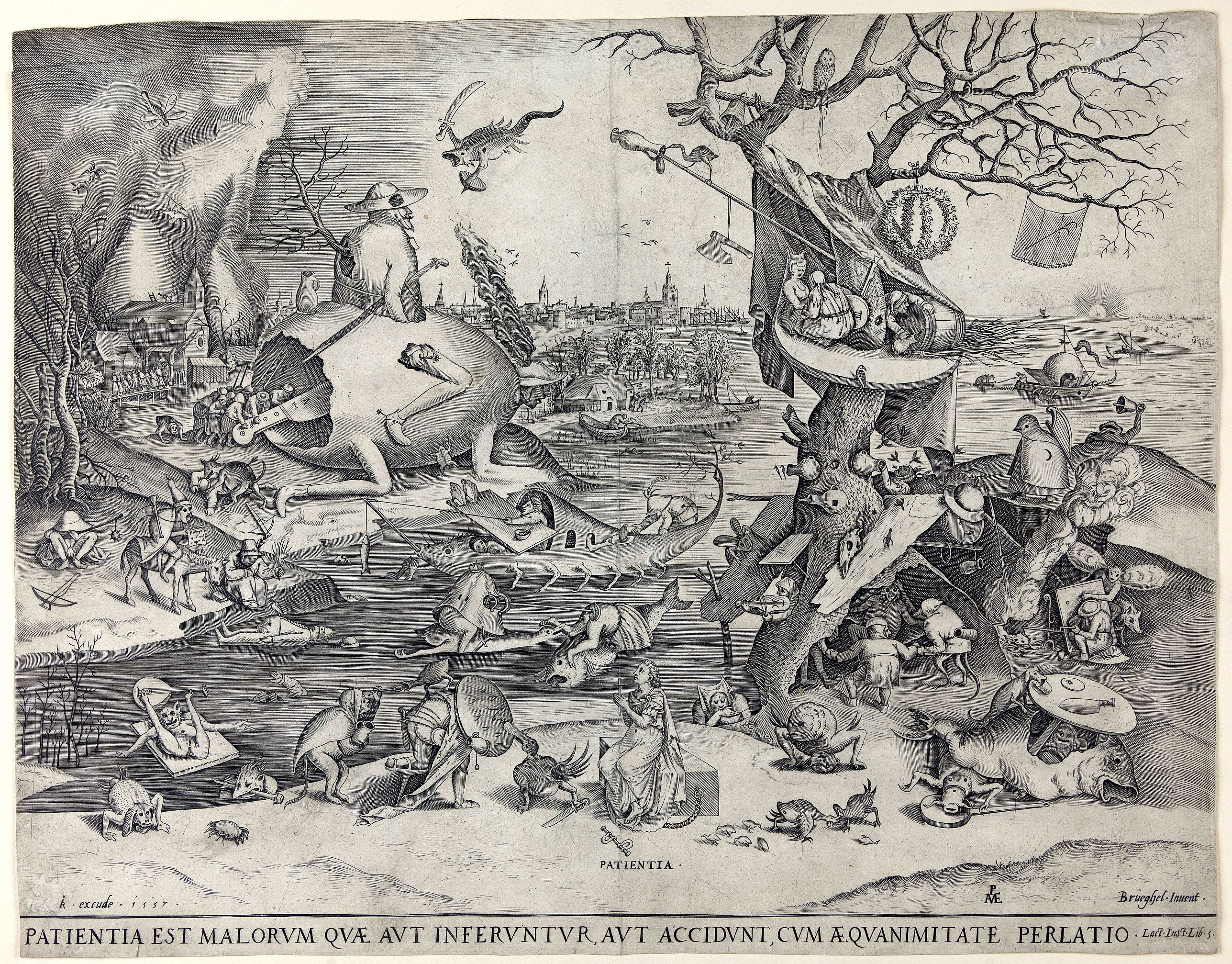 BRUEGHEL the Elder, P. / VAN DER HEIJDEN, P. / COC, Patientia (Patience), antique map, old maps