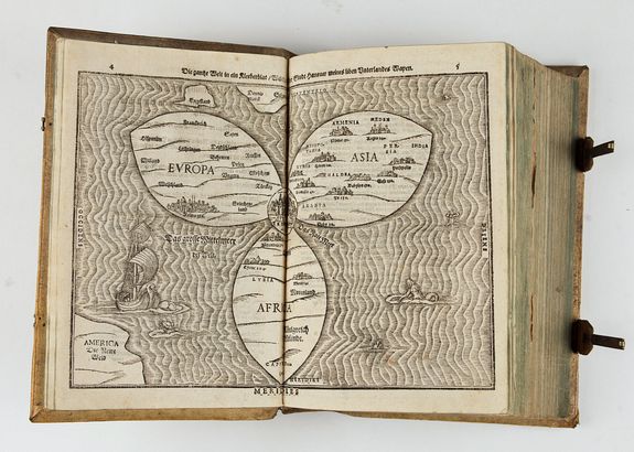 BÜNTING, H., Itinerarium Sacrae Scripturae. Das ist: Ein Reisebuch, Uber die gantze heilige Schrifft, in zwey Bücher geteilet... Zuvor gemehret mit einem Büchlein De monetis et mensuris... Insonderheit aber mit einer feinen nützlichen Erklerung des Buches Josua... , antique map, old maps