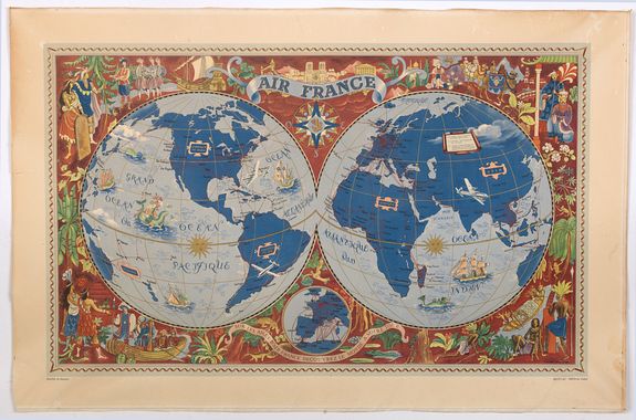 BOUCHER, L., AIR FRANCE PLANISPHERE, antique map, old maps
