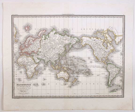 LAPIE, P.M., Mappemonde sur la projection de Mercator Dressee par Mr Lapie, Lieut. Colonel. et Mr Lapie, fils capitaine d'Etat major, Paris 1832., antique map, old maps