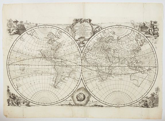 BOWEN, E., A new & accurate map of all the known world. . ., antique map, old maps