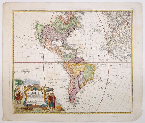 HOMANN HEIRS. / HAAS, J.M., Americae Mappa generalis Secundum legimitas projectionis Stereiographiae regulas. . . MDCCXXXXVI, antique map, old maps