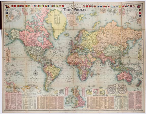 BACON., Bacon's New Chart of The World Mercator's Projection. By G.W. Bacon F.R.G.S., antique map, old maps