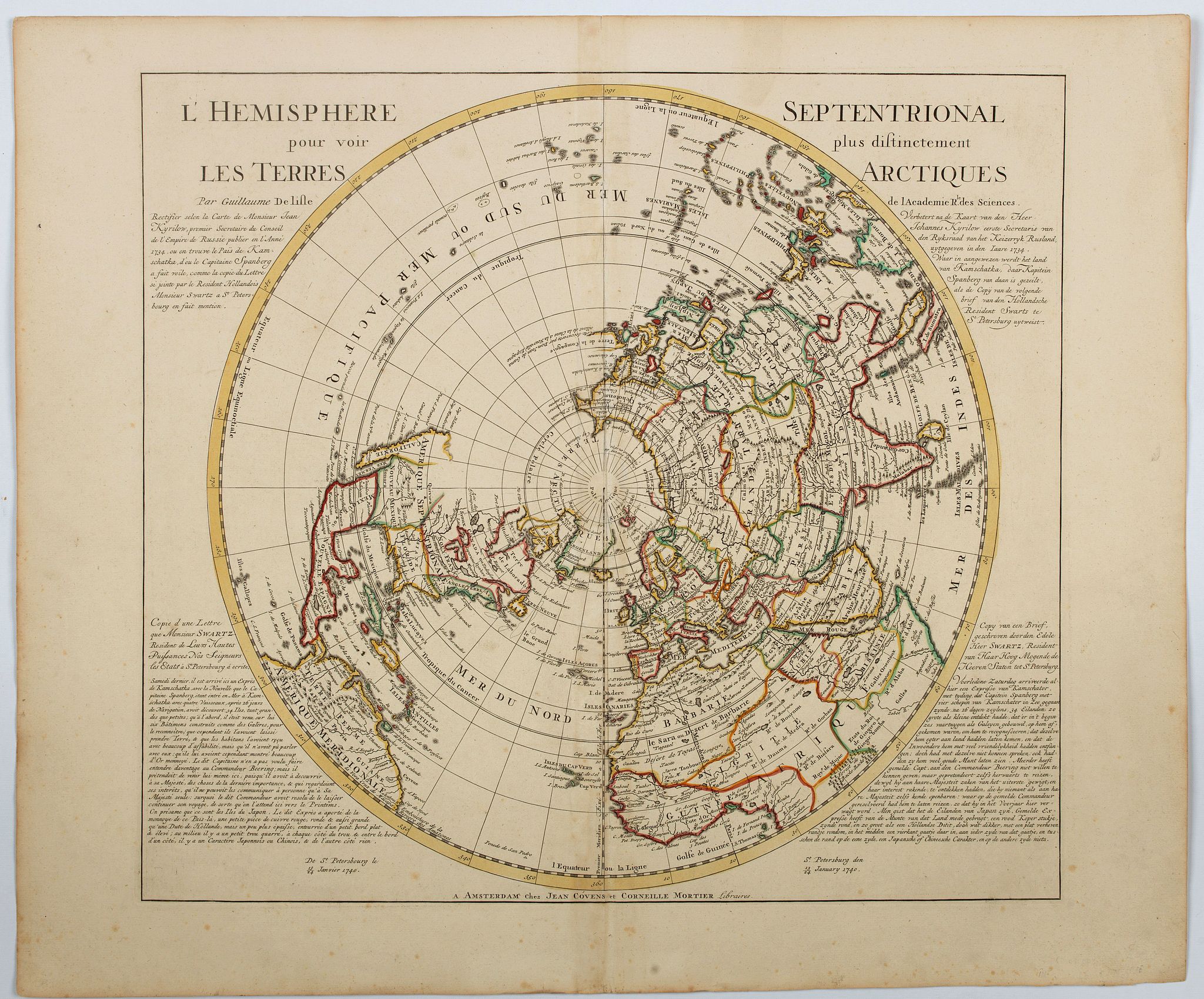 COVENS,J./ MORTIER,C., l'Hemisphere Septentrionale pour voir plus distinctement Les Terres Arctiques. . ., antique map, old maps