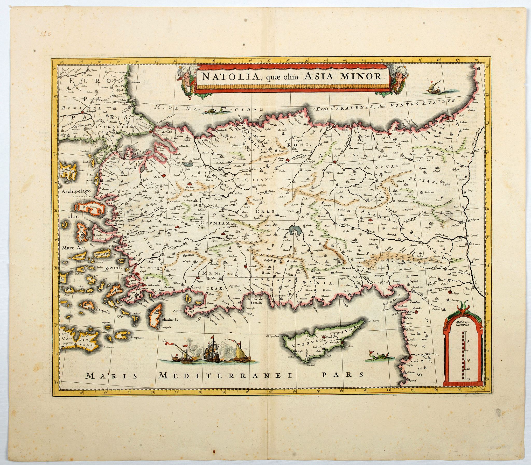 JANSSONIUS,J., Natolia, quae olim Asia Minor., antique map, old maps