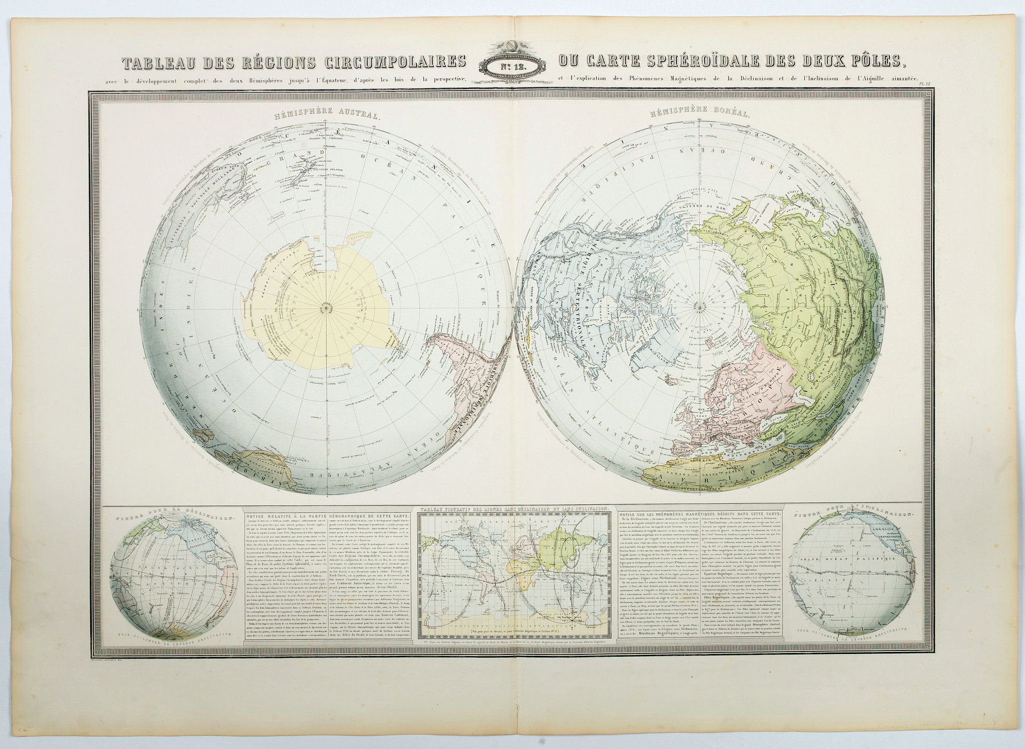 GARNIER,F.A., Tableau des regions circumpolaires..deux poles,.., antique map, old maps