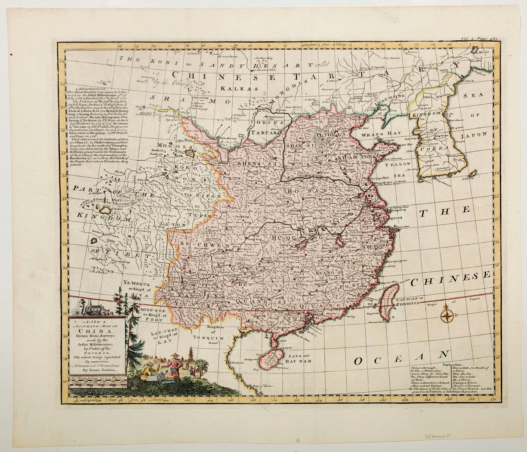 BOWEN, E., A New and Accurate Map of China drawn from surveys by the Jesuit Missionaries. . ., antique map, old maps