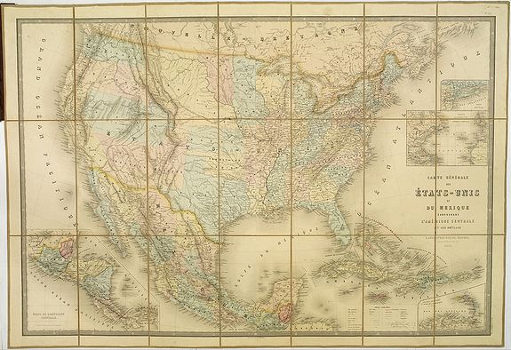 VUILLEMIN, A. / ANDRIVEAU-GOUJON, E., Carte Générale Des Etats - Unis Et Du Mexique Comprenant L'Amerique Centrale Et Les Antilles., antique map, old maps