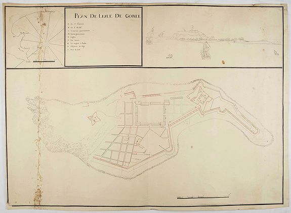 ANONYME., Plan de l'Isle de Goree., antique map, old maps