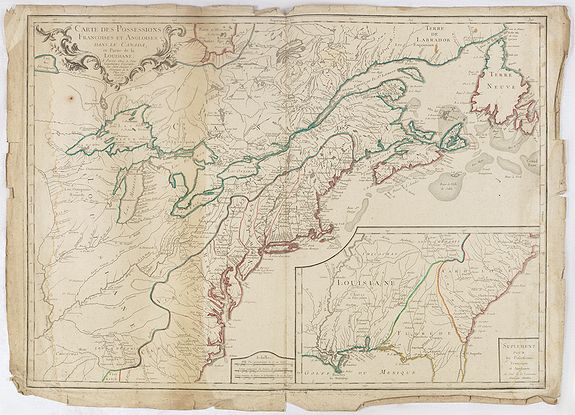 LONGCHAMPS, le Sieur., Carte des Possessions Françoises et Angloises dans le Canada et Partie de la Louisiana. . ., antique map, old maps