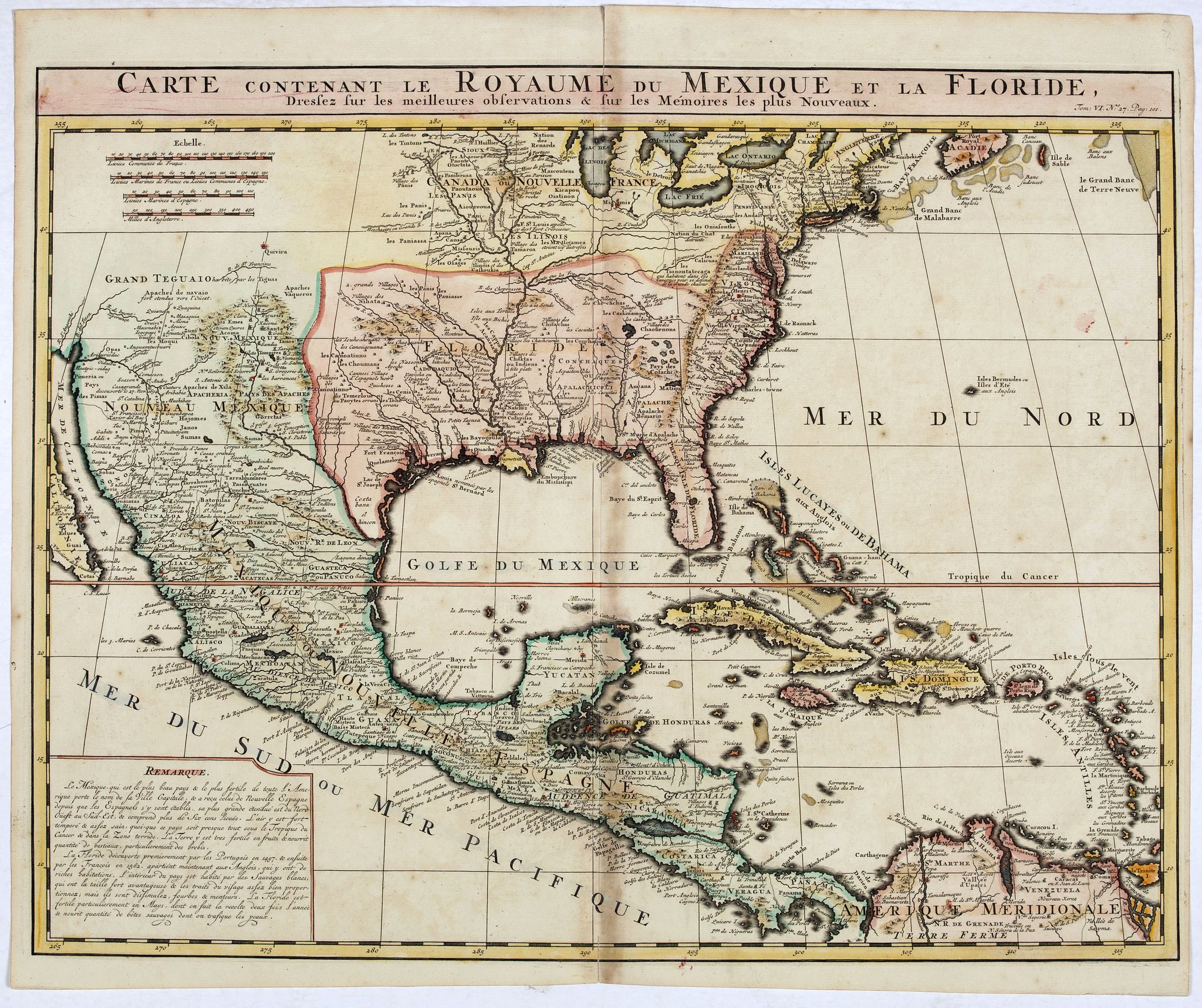 CHATELAIN, H., Carte contenant le Royaume du Mexique et la Floride., antique map, old maps