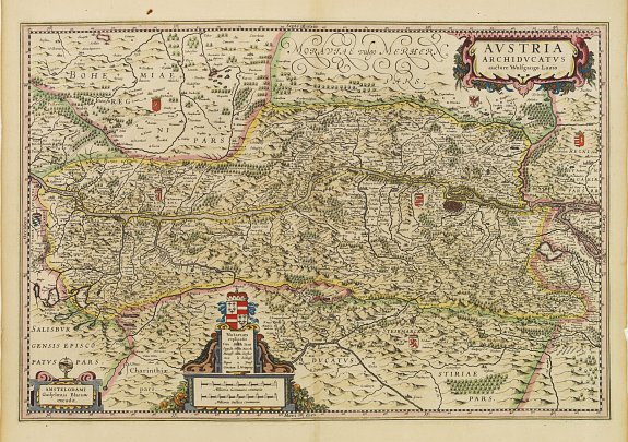 BLAEU, W., Austria Archiducatus auctore Wolfgango Lazio., antique map, old maps