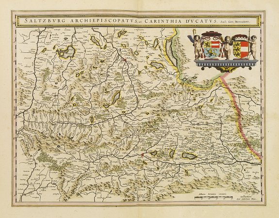 BLAEU, W., Saltzburg Archiepiscopatus, et Carinthia Ducatus., antique map, old maps