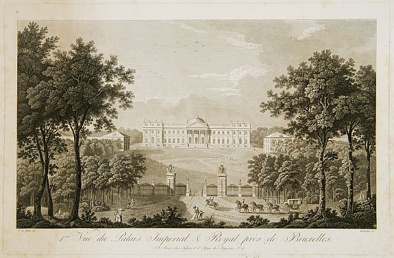 LORIEUX., Ière Vue du Palais Impérial & Royal, près de Bruxelles., antique map, old maps