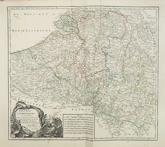 ROBERT DE VAUGONDY, G., Pays-Bas Catholiques . . ., antique map, old maps