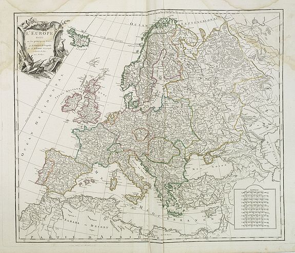 ROBERT DE VAUGONDY, G., L'Europe divisée en ses principaux Etats,. . ., antique map, old maps