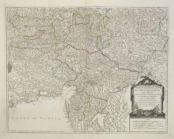 ROBERT DE VAUGONDY,G., Partie Méridionale du Cercle d'Autriche. . ., antique map, old maps
