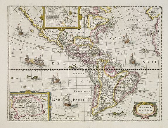 HONDIUS, H., America noviter delineata., antique map, old maps