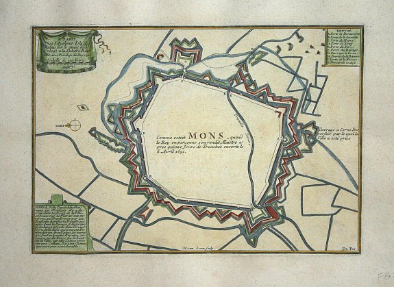 FER, N de, Mons, antique map, old maps