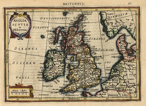 MERCATOR,G./ HONDIUS,J., Anglia Scotia et Hibernia., antique map, old maps