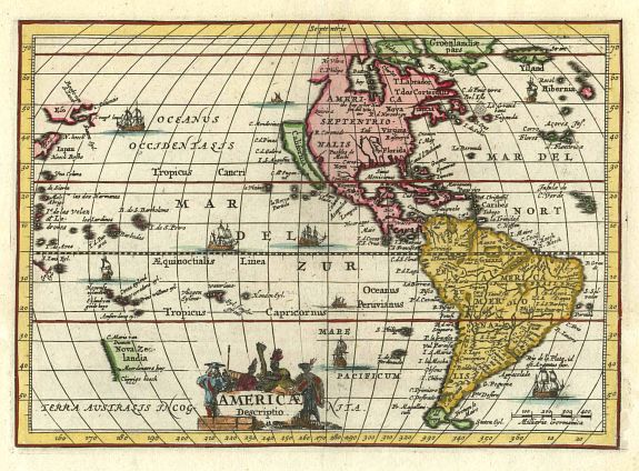 CLUVER, P., America Descriptio, antique map, old maps